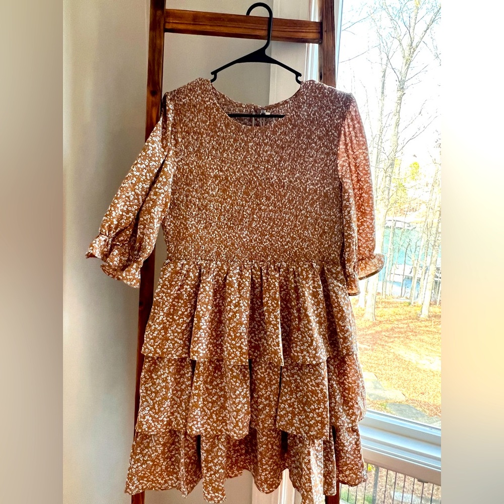 Floral Brown Mini Dress